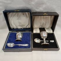 2 CASED SILVER EGG CUPS & SPOONS - 75G