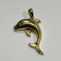 14CT GOLD DOLPHIN PENDANT, MARKED 585 - 6.