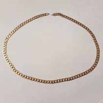 YELLOW METAL FLAT LINK NECKLACE, MARKED 9C - 7.