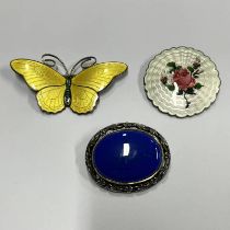 NORWEGIAN SILVER & ENAMEL BUTTERFLY BROOCH BY KRISTIAN HESTENES,