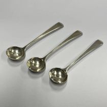 SET OF 3 GEORGE III SILVER SALT SPOONS BY RICHARD CROSSLEY,