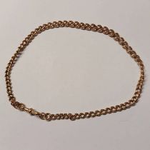9CT GOLD CURB LINK WATCH CHAIN - 41.5CM LONG, 33.