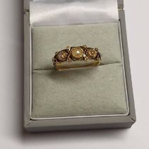 19TH CENTURY GOLD, PEARL & DIAMOND MOURNING RING,