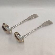 2 X 19TH CENTURY SCOTTISH PROVINCIAL SILVER SAUCE LADLES, PERTH & DUNDEE, NO MAKERS MARK,