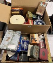 TWO BOXES CONTAINING VARIOUS VINTAGE TINS