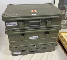 3 BRITISH MILITARY FIRST AID BOXES (NO CONTENTS) BY ZARGES