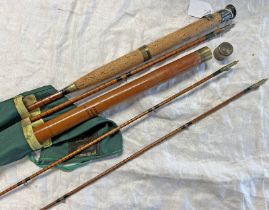 HARDY HOUGHTON 10'6" 3 PIECE ROD WITH SPARE TIP, HARDY BAMBOO CASE IN A HARDY ROD BAG.