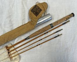 REFURBISHED HARDY HOUGHTON 10' 3 PIECE FLY ROD WITH SPARE TIP IN A ROD TUBE WITH HARDY BAG