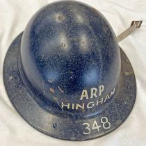 WW2 BRITISH ARP HINGHAM 348 ZUCKEMANS HELMET WITH LINER, HELMET WITH LINER,