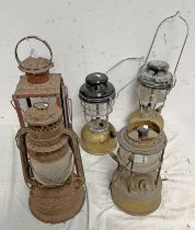 PARAFFIN STORM LANTERNS, SQUARE BODIED LANTERN WITH GLASS,