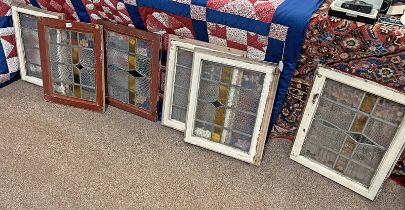 6 LEADED GLASS WINDOW PANES,