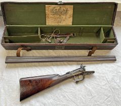 13-BORE DOUBLE BARRELLED PIN FIRE SPORTING GUN BY BEATTIE WITH 75.