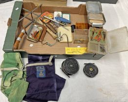 OGDEN SMITH FLY REEL, HOUSE OF HARDY ROD BAG, VARIOUS FLYS, RICHARD WHEATLEY FLY TIN,