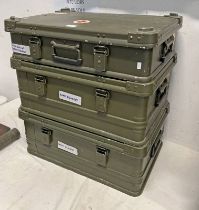 3 BRITISH MILITARY FIRST AID BOXES (NO CONTENTS) BY ZARGES