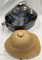 GIEVE OF LONDON TROPICAL PITH HELMET PREVIOUSLY BELONGING TO G A CLODE LT R.N.V.