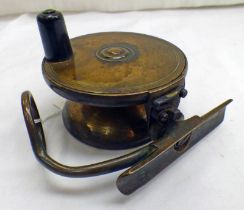 3 ¼" MALLOCH'S PATENT BRASS SIDE-CASTING REEL, RETAILED BY CHARLES FARLOW & CO,