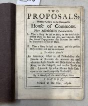 TWO PROPOSALS, HUMBLY OFFER'D TO THE HONOURABLE HOUSE OF COMMONS, NOW ASSEMBLED IN PARLIAMENT, I.