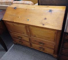 19TH CENTURY PINE MEAL CHEST WITH LIFT UP LID OVER 4 DRAWERS - 112 CM WIDE