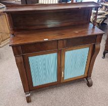 19TH CENTURY MAHOGANY CHIFFONIER WITH 2 DRAWERS OVER 2 PANEL DOORS,