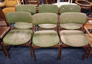 SET OF 6 TEAK DINING CHAIRS LABELLED 'DANISH FURNITURE MAKERS CONTROL' TO UNDERSIDE