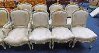 SET OF 8 19TH CENTURY CONTINENTAL WHITE & GILT CHAIRS ON CABRIOLE SUPPORTS INCLUDING 2 ARMCHAIRS