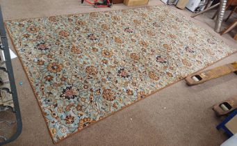 MIDDLE EASTERN STYLE RUG WITH BLUE & ORANGE PATTERN 397 CM LONG X 216 CM WIDE