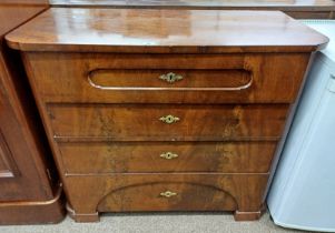 19TH CENTURY WALNUT SECRETAIRE CHEST WITH FALL FRONT DRAWER OPENING TO FITTED INTERIOR OVER 3 LONG