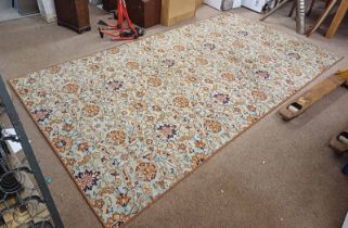 MIDDLE EASTERN STYLE RUG WITH BLUE & ORANGE PATTERN 396 CM LONG X 214 CM WIDE