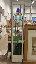 STAINED & LEADED GLASS PANEL, 203 X 41.