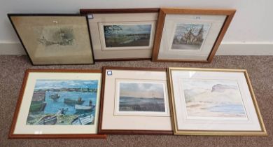 2 FRAMED SIGNED PRINTS OF MONTROSE BY SYD WALKER, FRAMED PRINT OF ST MARYS CHURCH SIGNED B MCCALLUM,