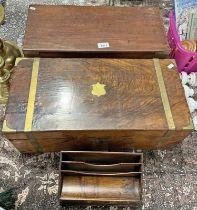 19TH CENTURY BRASS INLAID WRITING SLOPE,