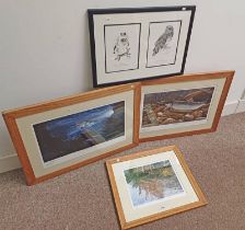 3 FRAMED LIMITED EDITION PRINTS, SIGNED IN PENCIL DAVID MILLER OF ELUSIVE TROUT,