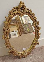 GILT WALL MIRROR WITH FLORAL DECORATION,