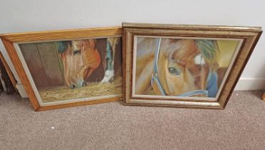 PAIR OF FRAMED PICTURES OF HORSES BY JACOB HUNT 50 CM X 60 CM