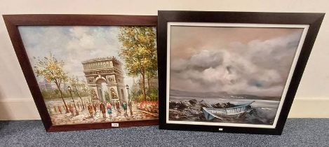 FRAMED OIL PAINTING OF PARIS SCENE SIGNED J GARRAH 50 X 60 CM,