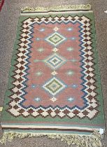 GREEN, PINK & BLUE MIDDLE EASTERN RUG,