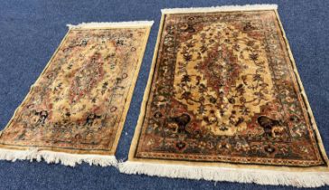 2 YELLOW / GOLD GROUND MIDDLE EASTERN RUGS,