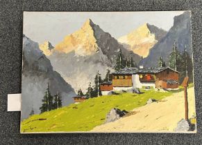 JOHN BYRNE, 'ALPINE SCENE', SIGNED,