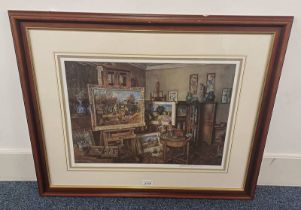 AFTER J MCINTOSH ATRICK 'THE ARTISTS STUDIO' SIGNED IN PENCIL FRAMED LIMITED EDITION PRINT 36 CM X