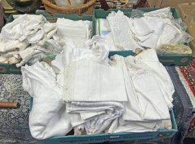 3 BOXES OF VARIOUS LINEN & FABRICS