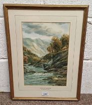 HAMILTON GLASS, 'ON THE LOCHY - PERTHSHIRE', SIGNED, FRAMED WATERCOLOUR, 34 CM X 23.