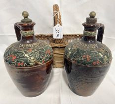 PAIR OF DOULTON LAMBETH STONEWARE BRANDY & WHISKY JUGS,