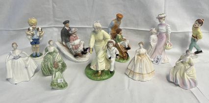 GOOD SELECTION OF COALPORT FIGURES TO INCLUDE SPRINGTIME, WINTER'S FLOAL SUMMERS DAY,