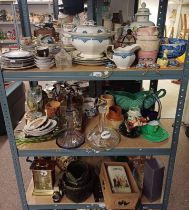 LARGE SELECTION DECANTERS, MANTLE CLOCKS, CAMERAS, ART GLASS,