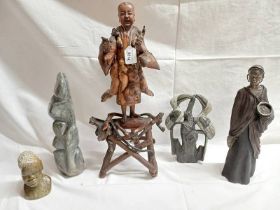 HARDSTONE CARVING, WOODEN CARVING & 1 OTHER, SOUL JOURNEYS MAASAI FIGURE,