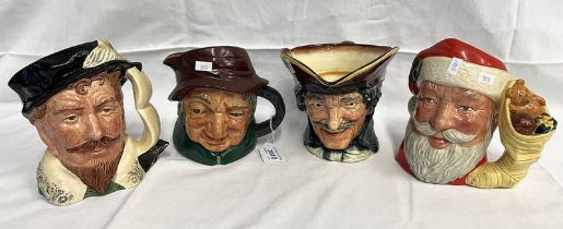 4 ROYAL DOULTON CHARACTER JUGS - SIR FRANCIS DRAKE, UNCLE COBBLEIGH, SANTA CLAUS,