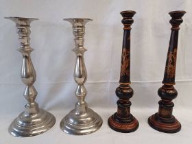 2 PAIRS OF CANDLESTICKS,