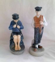 2 ROYAL COPENHAGEN FIGURE GROUPS: SHEPHERD CUTTING A STICK NO. 905 & SHEPHERD BOY NO.