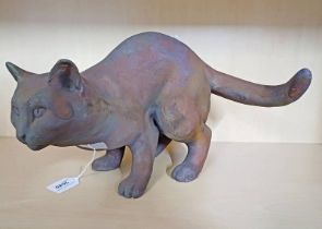 WALTER AWLSON CLAY SCULPTURE OF A CAT,