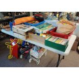 LARGE SELECTION TOYS, CRICKET BATS, INCLUDING WHEEL BARROW , TRIKE, SACK BARROW PRAM,